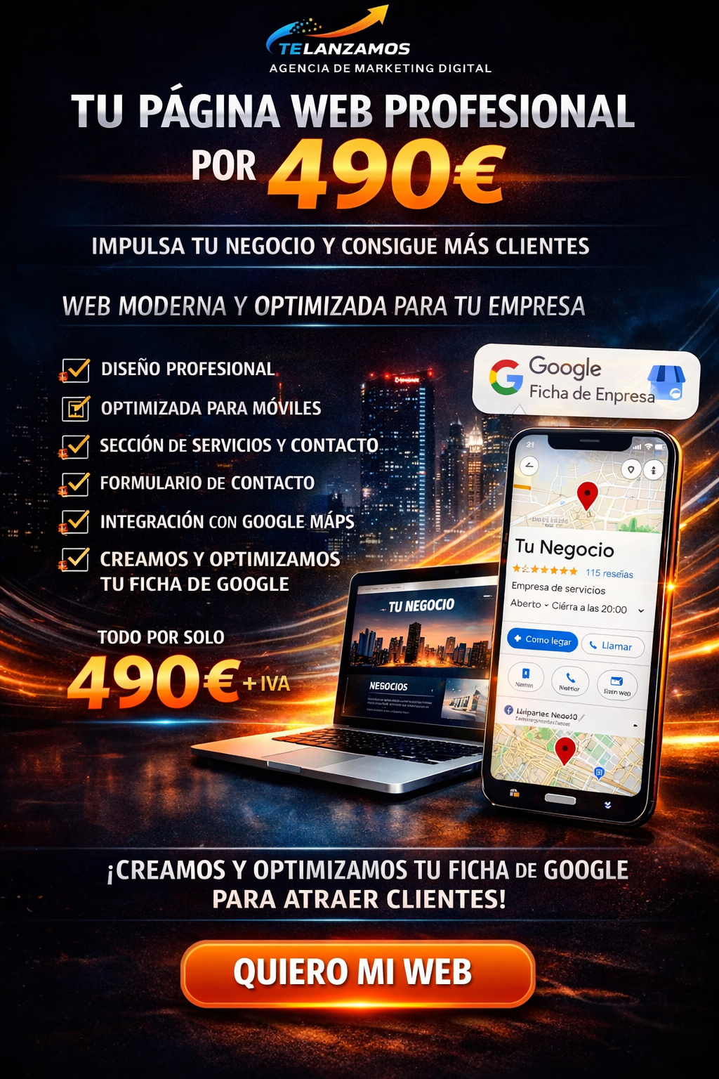 web más ficha de google 